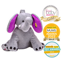 Jaspar The Dreamy Elephant looking ahead with Gold award  badges to the right 